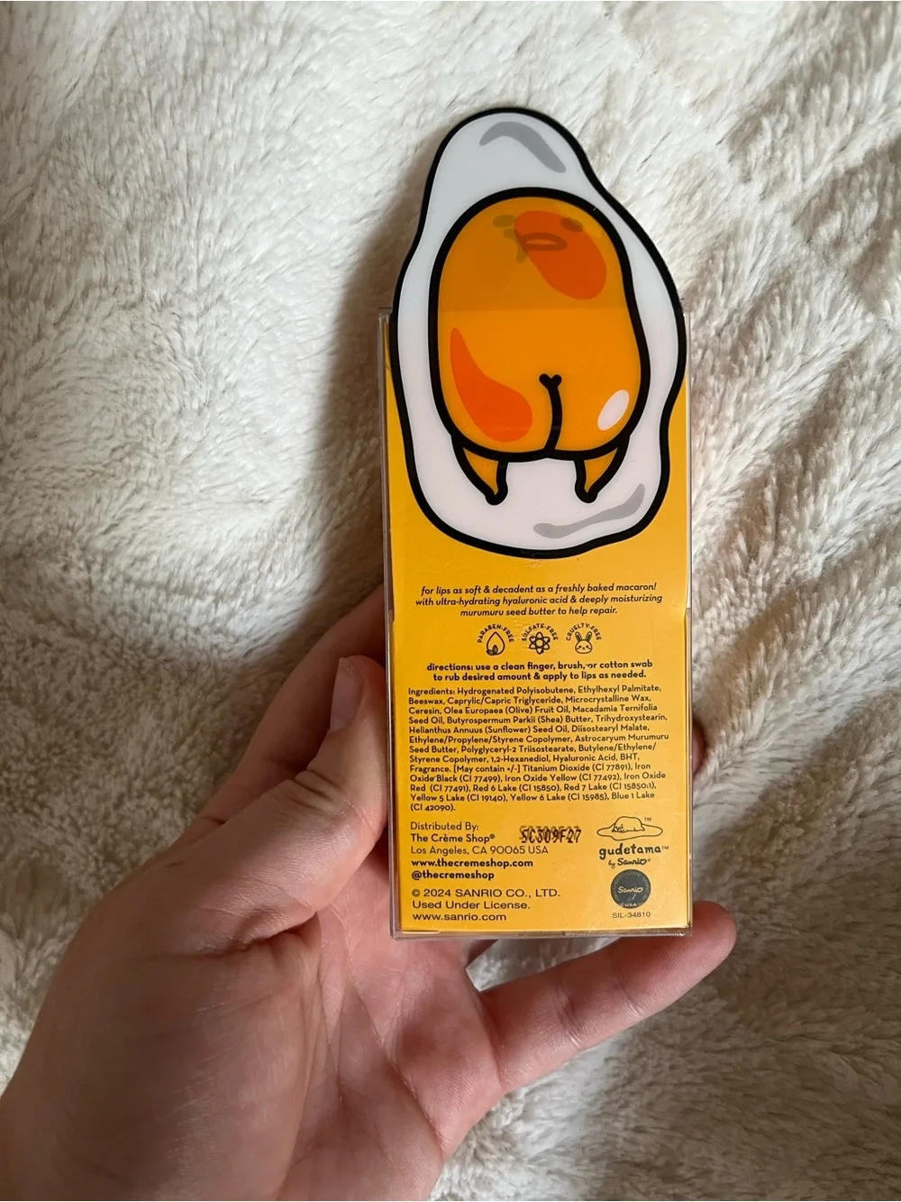 the Crème Shop x Gudetama Yellow Macaron Lip Balm - Moisturizing